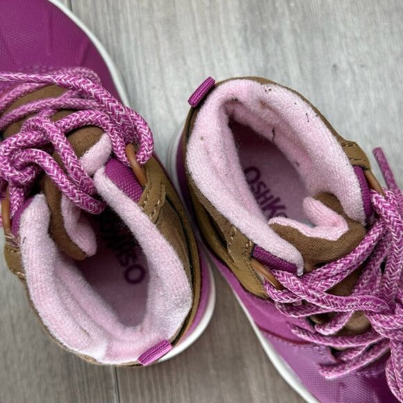 OshKosh B'Gosh Boots Toddler Girls Sz 6M Berry Pink Brown Lace Up Shoes Wistman - Picture 10 of 12